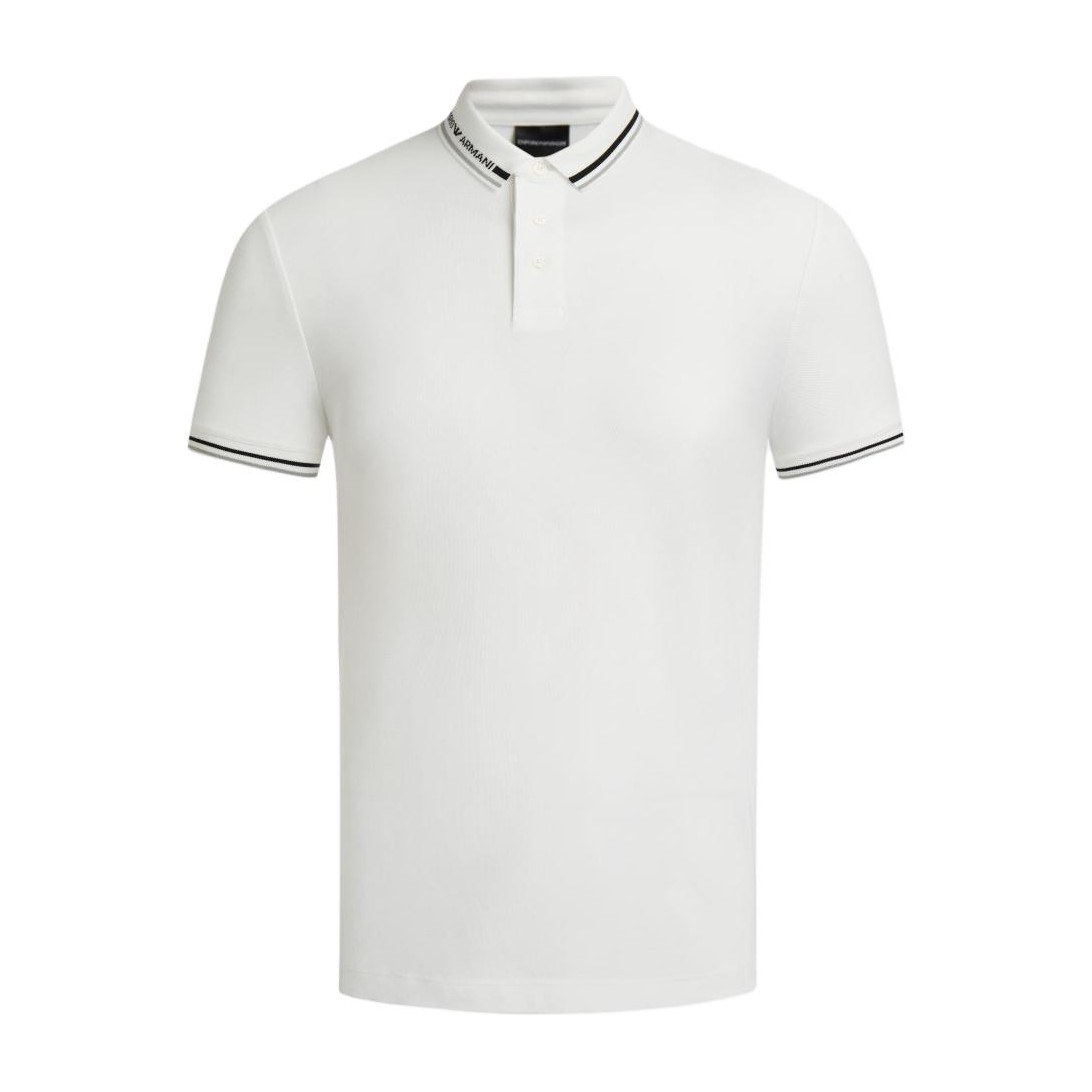 Emporio Armani SS24 Striped Polo White