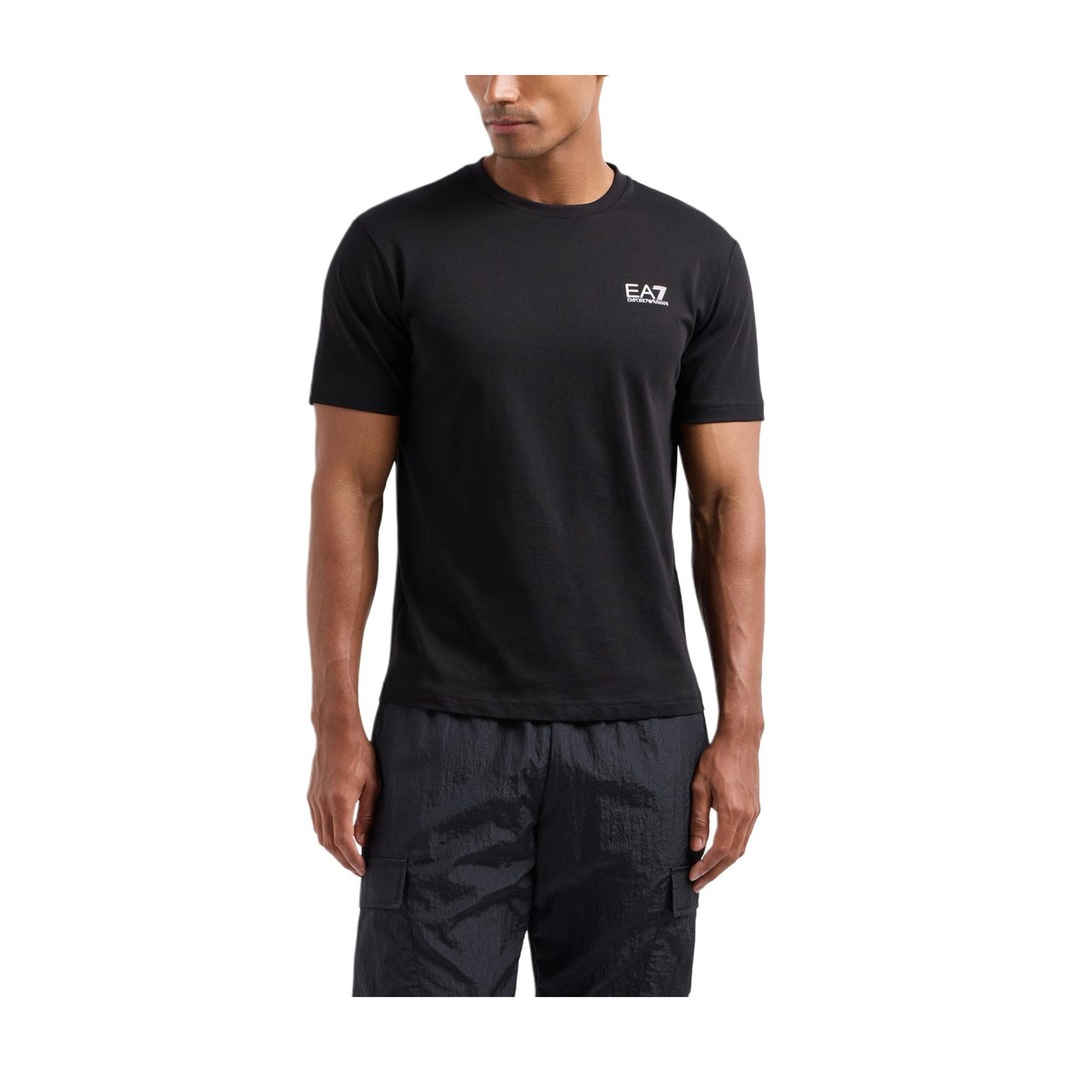 Emporio Armani EA7 SS24 Colorblock Logo T-Shirt Black