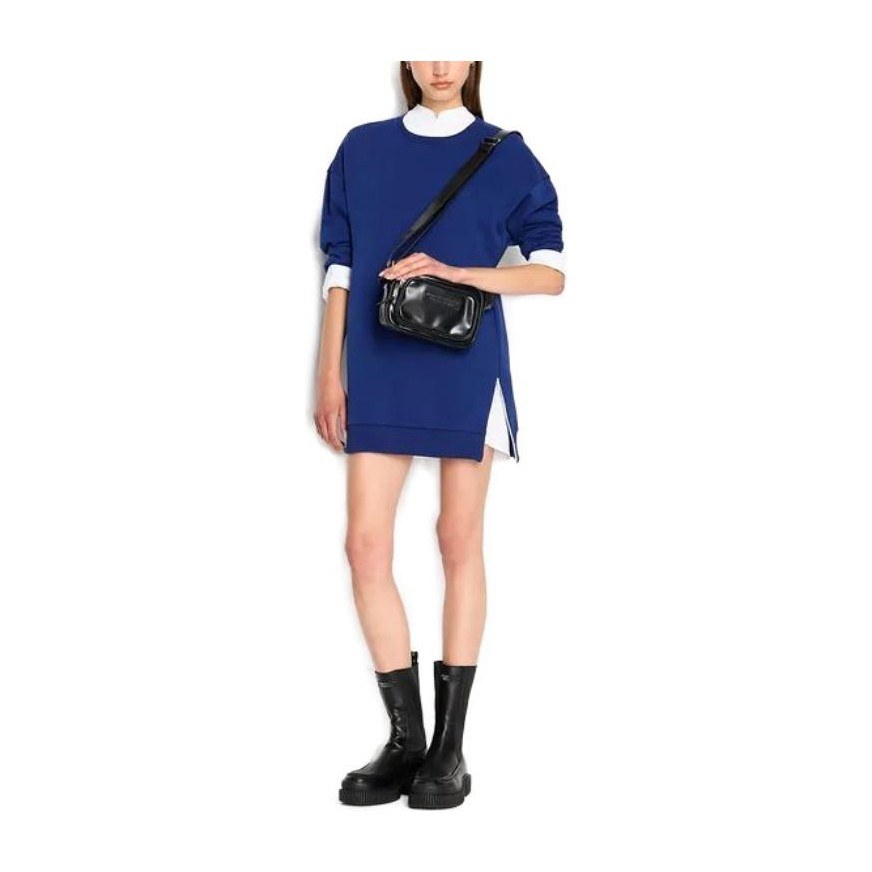 EMPORIO ARMANI FW23 Sustainability Values Organic Cotton Fleece Sweatshirt Dress