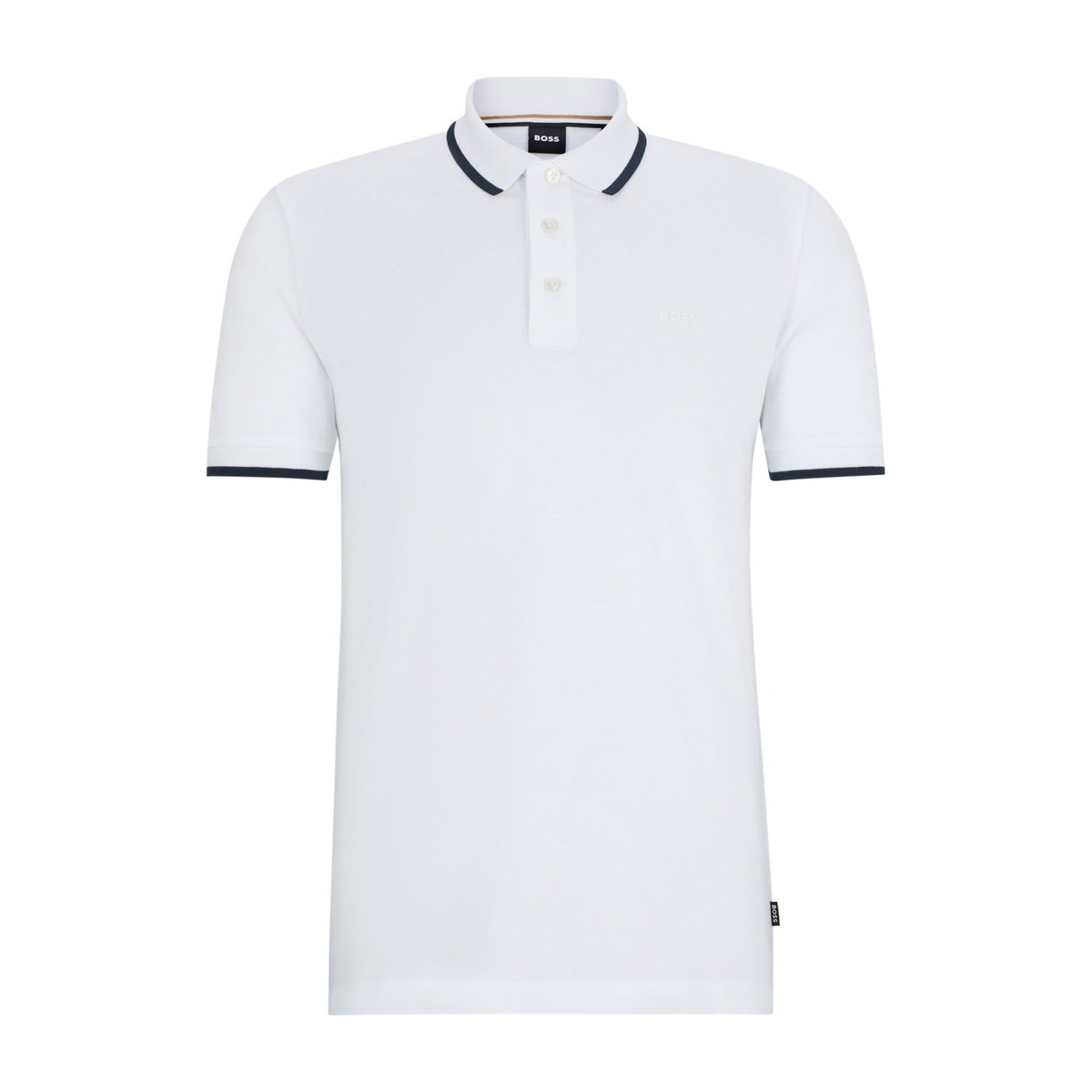 HUGO BOSS Cotton Piqué Polo Shirt Rubber-Print Logo White