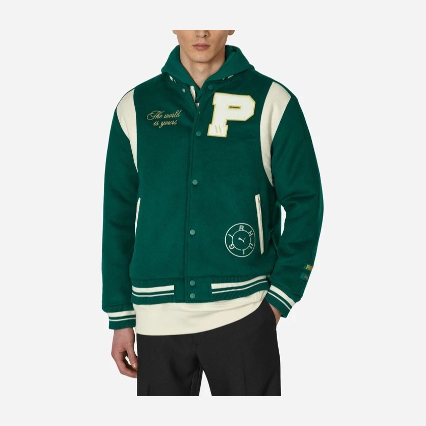 PUMA x Rhuigi SS23 Retro Varsity Jacket Green