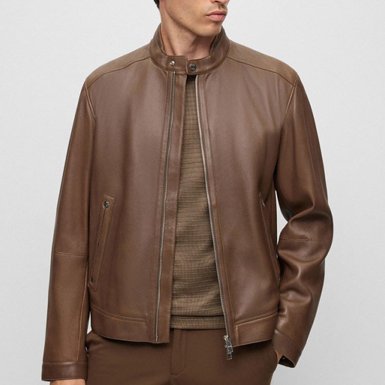 HUGO BOSS FW23 Green Leather Jacket