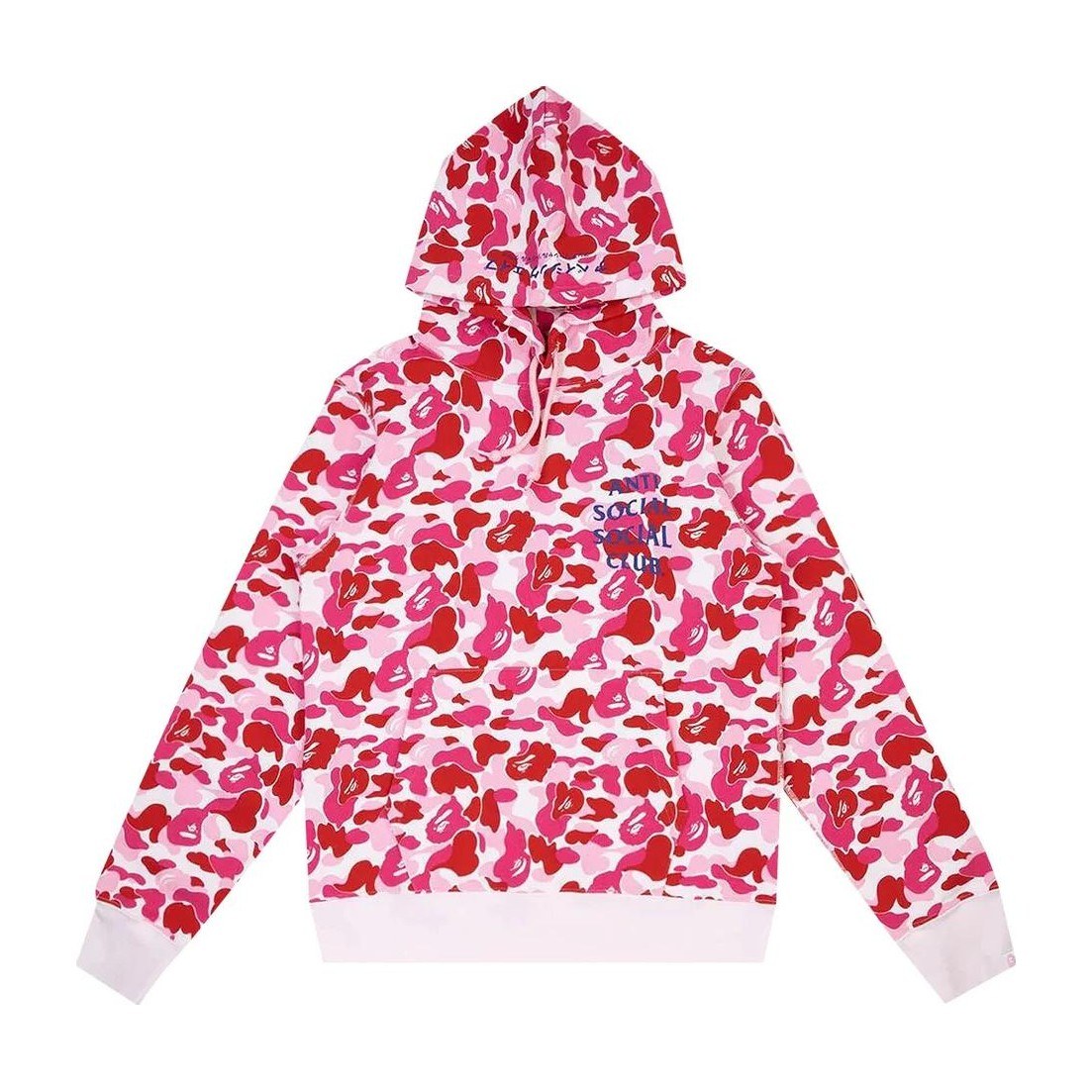 A BATHING APE BAPE Camo Letter Print Hoodie Pink