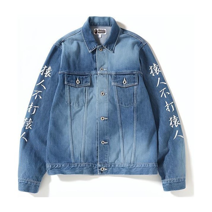 A BATHING APE BAPE SHARK DENIM JACKET Blue