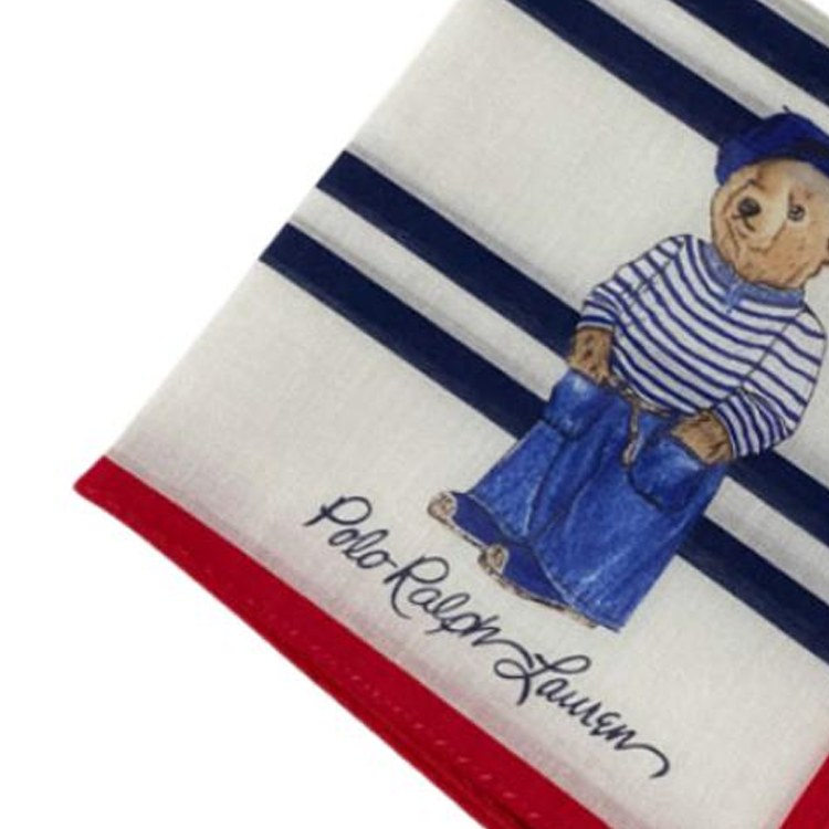 Polo Ralph Lauren Colorblock Bear Embroidered Cotton Scarf Blue