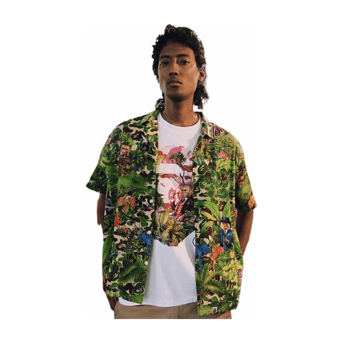 A BATHING APE x MONKEY 47 Head Tee GreenT