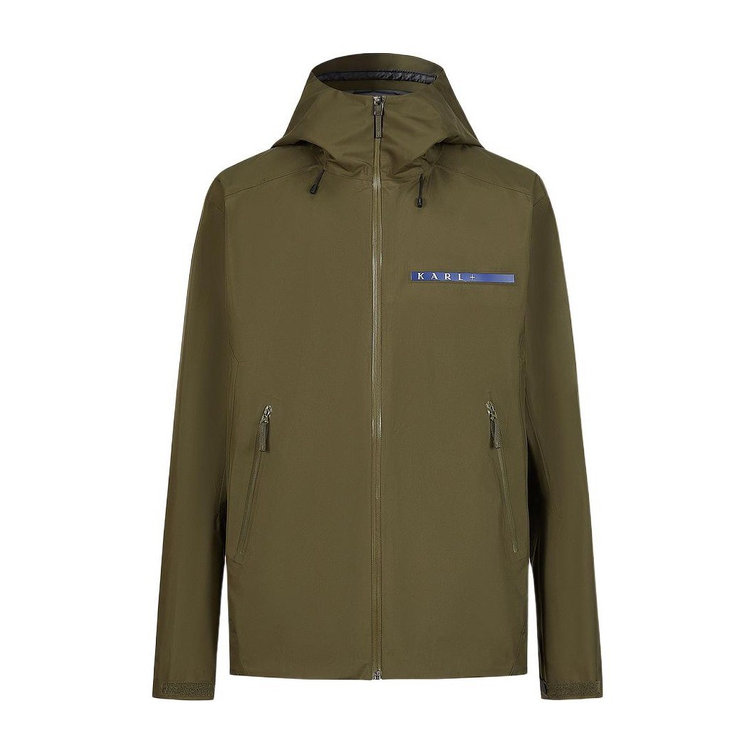 KARL LAGERFELD Hooded Zip Jacket Military Green