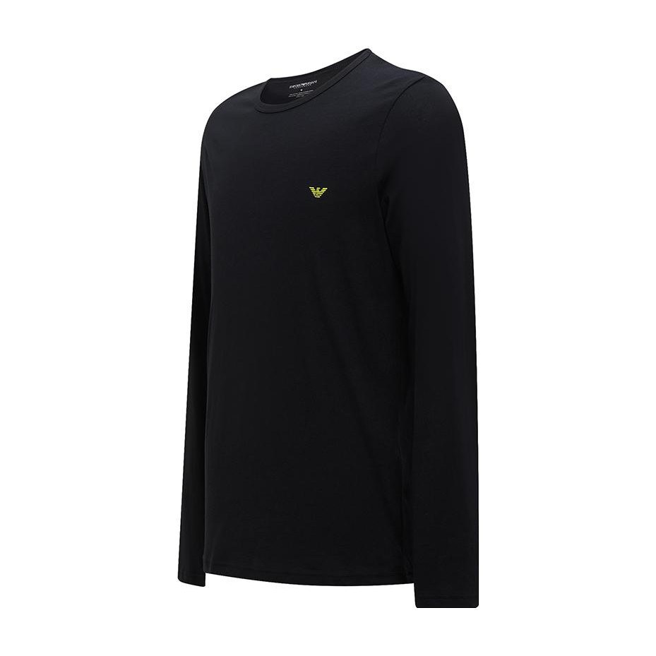 Emporio Armani FW23 Logo Crewneck Long Sleeve Tee Black