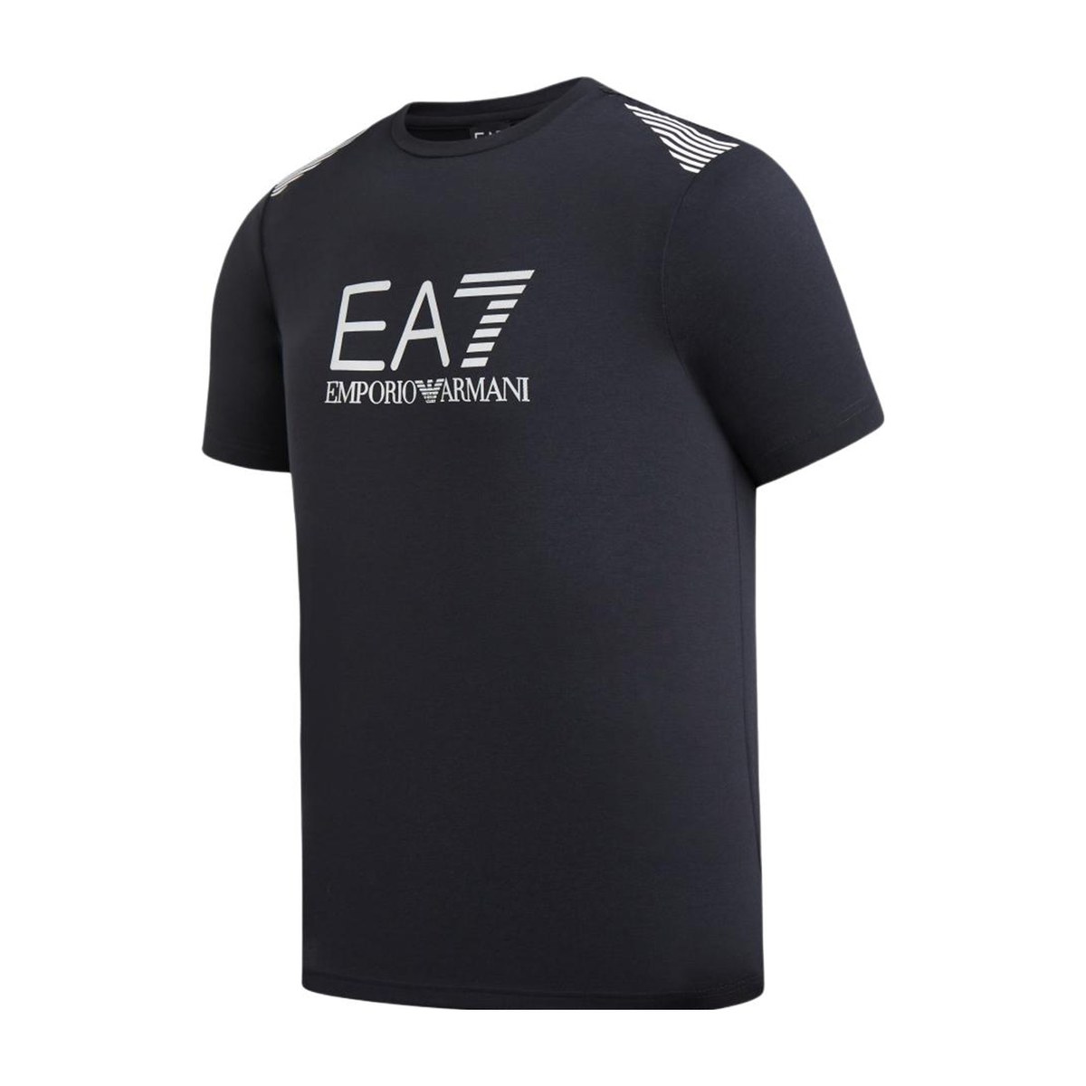 Emporio Armani EA7 SS24 Letter Print Crew Neck T-Shirt Navy Blue