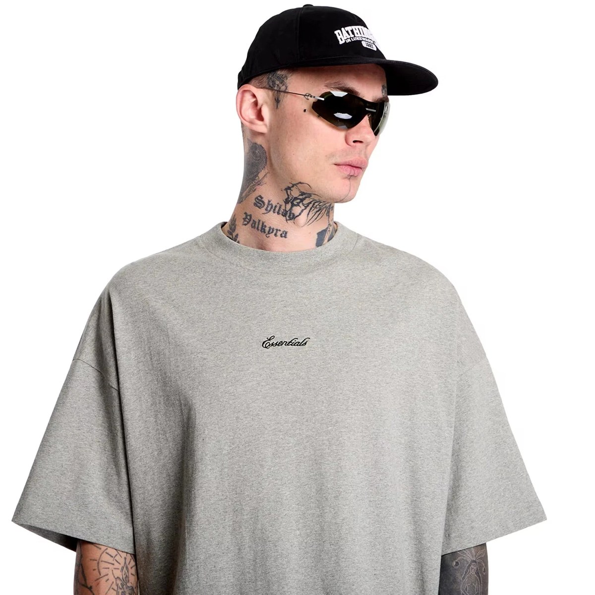 Essentials SS26 SIGNATURE 90'S SHORT SLEEVE TEE CONCRETE HEATHER logo T