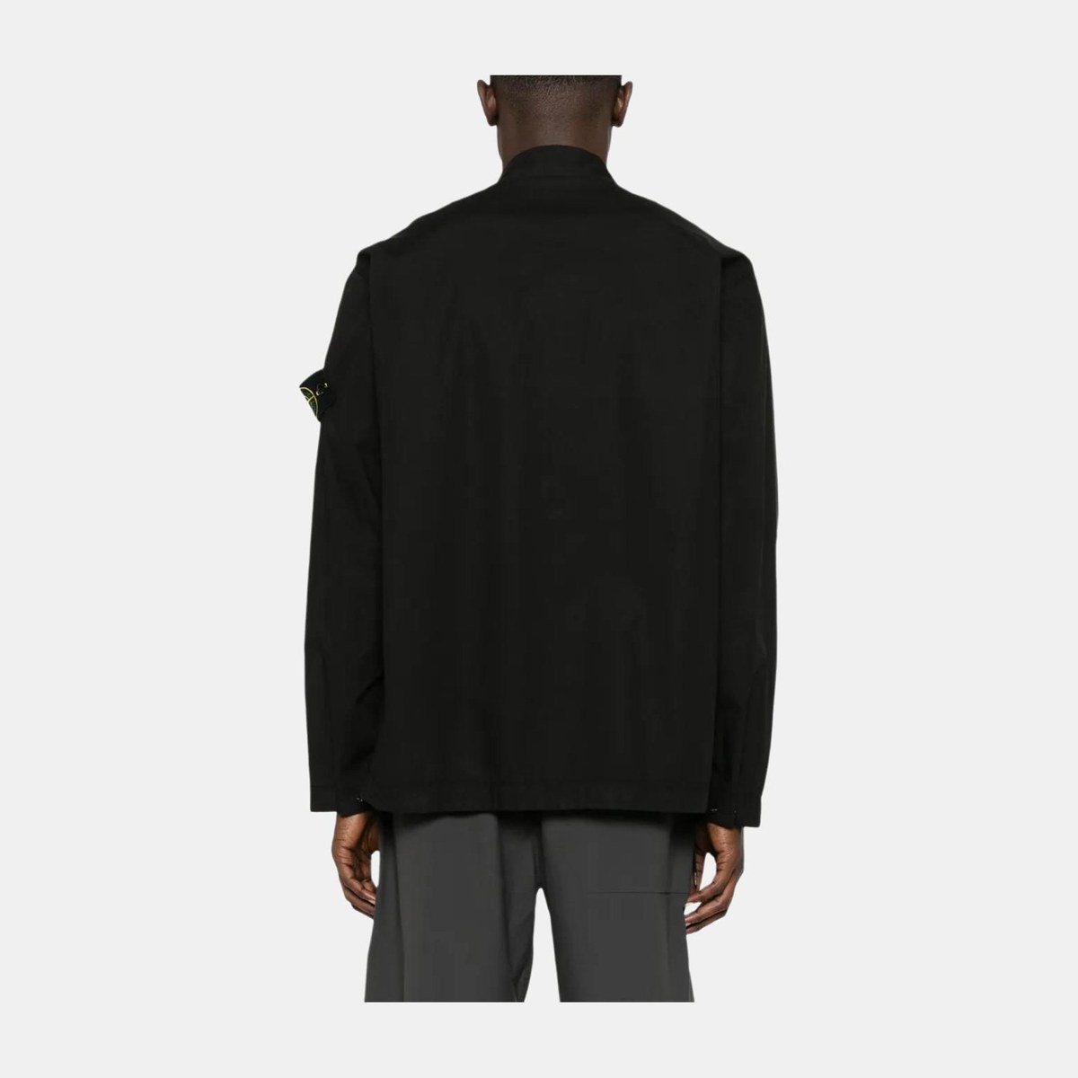 Stone Island Badge Collar Long Sleeve Shirt Black