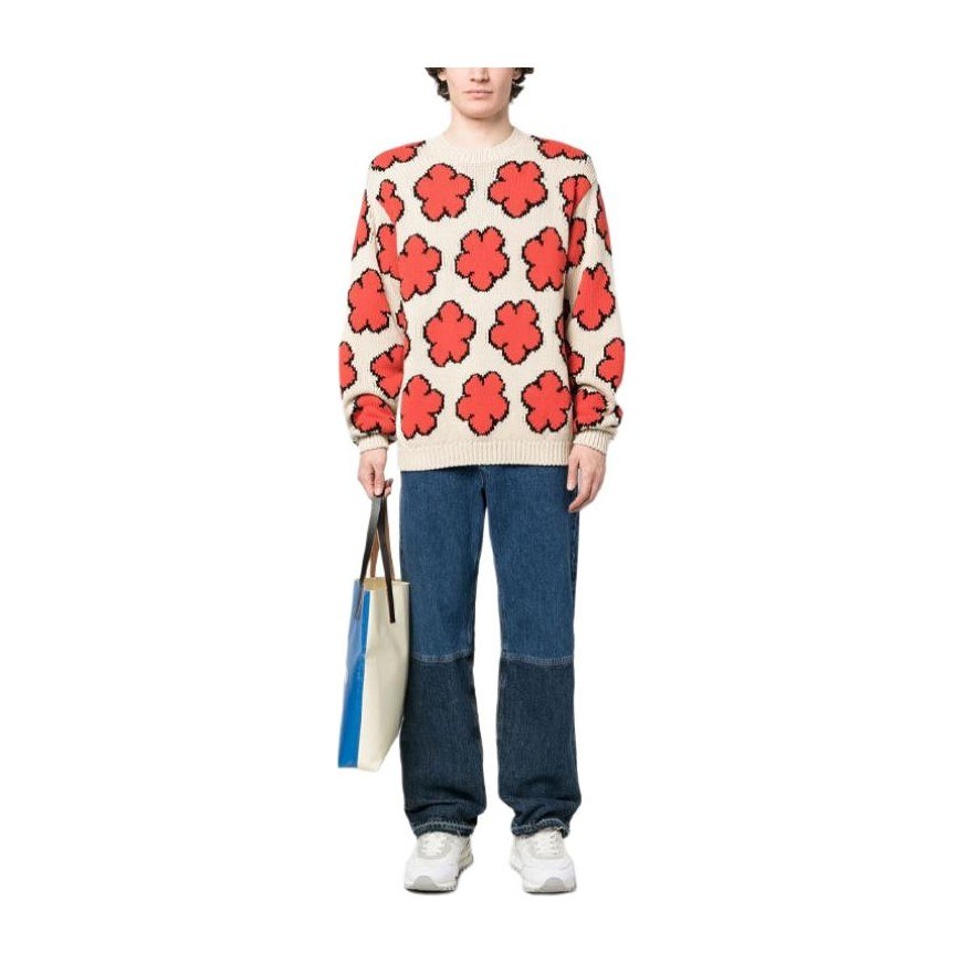 KENZO SS23 Floral Knit Sweater Beige