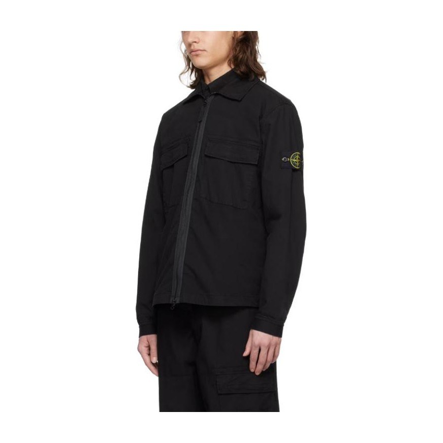 Stone Island Black Zip Long Sleeve Shirt