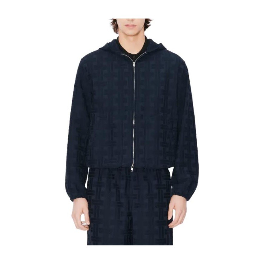 KENZO SS25 Cotton Jacquard Hoodie Jacket Blue Black
