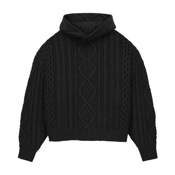 Fear of God Essentials Cable Knit Hoodie Jet Black