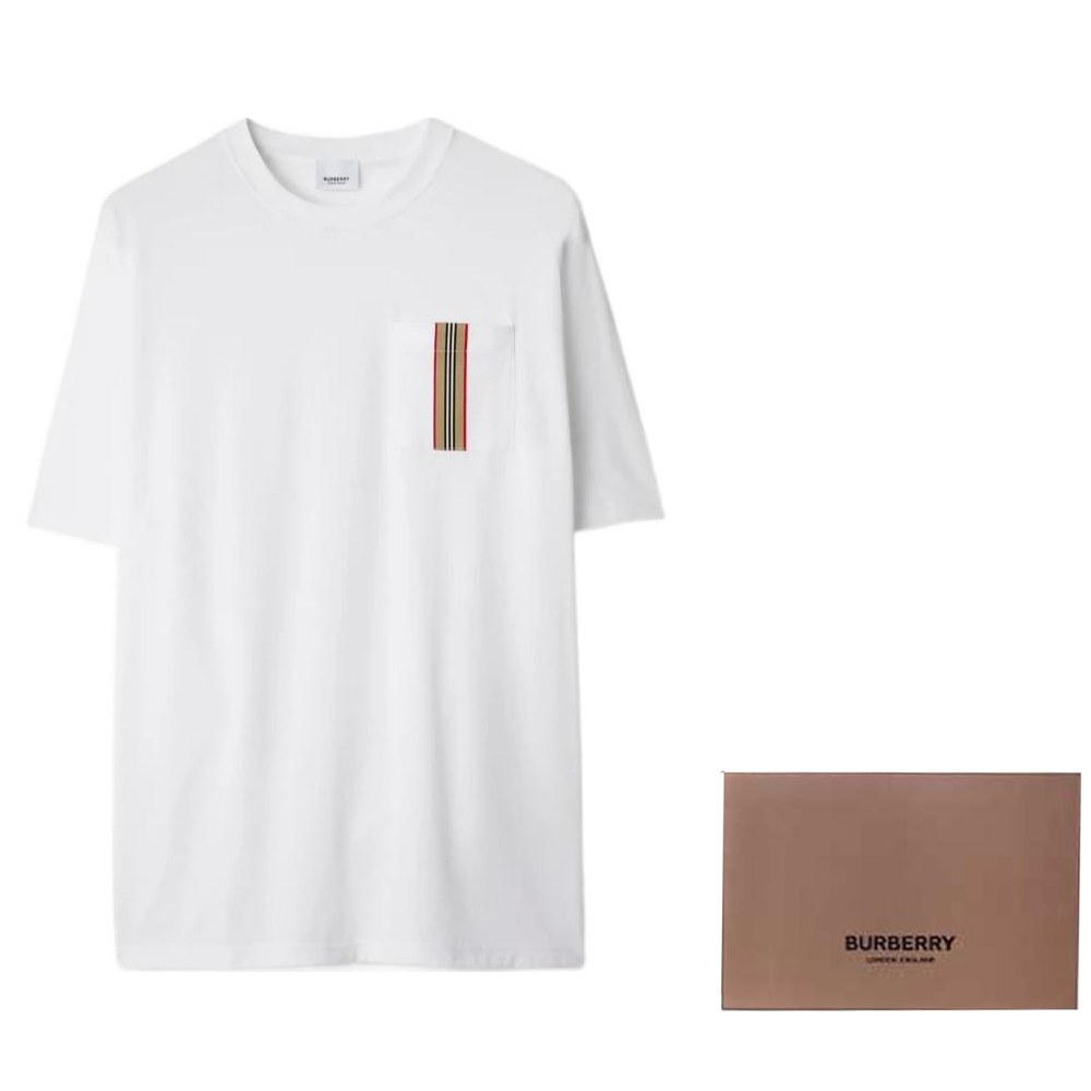 Burberry Striped Logo Crewneck T-Shirt White