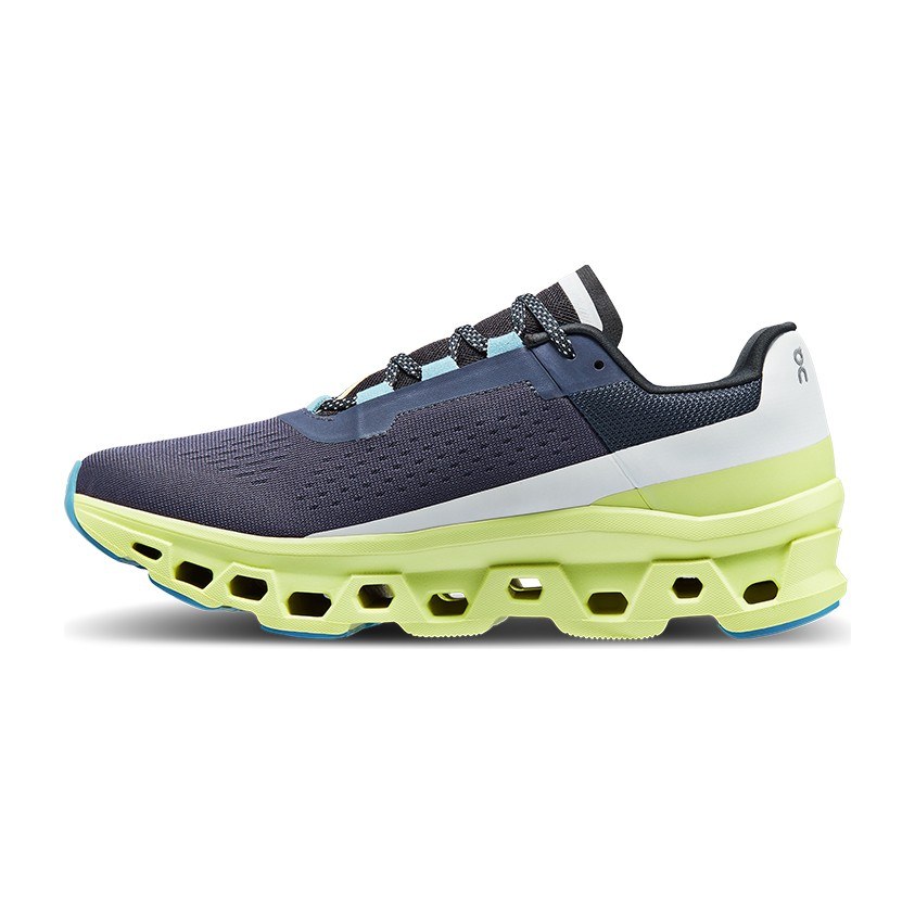 On Cloudmonster Black Grass Yellow