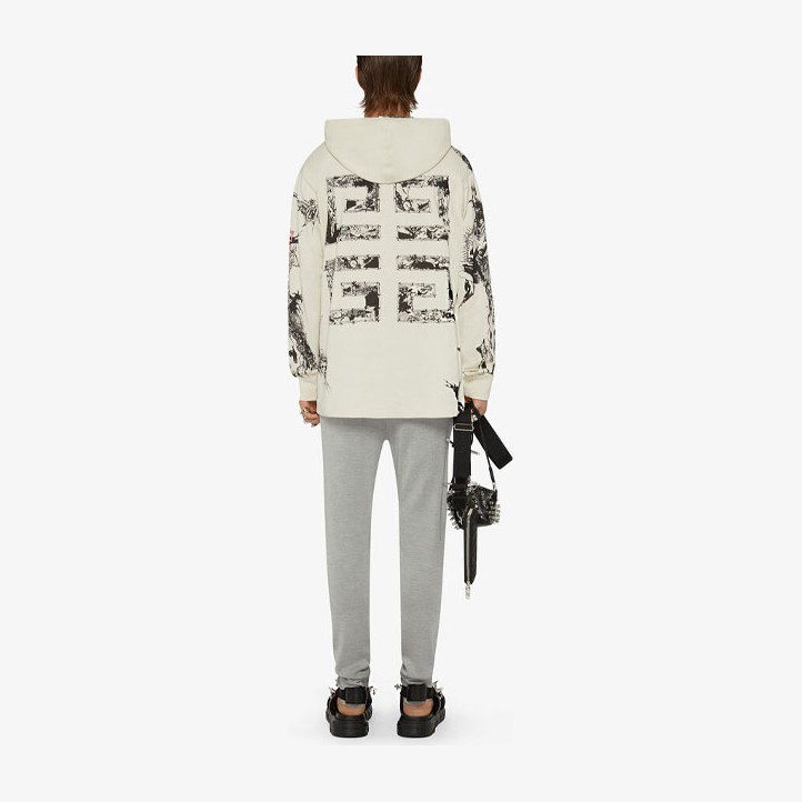 Givenchy SS21 Oversized Gothic Logo Hoodie Gray