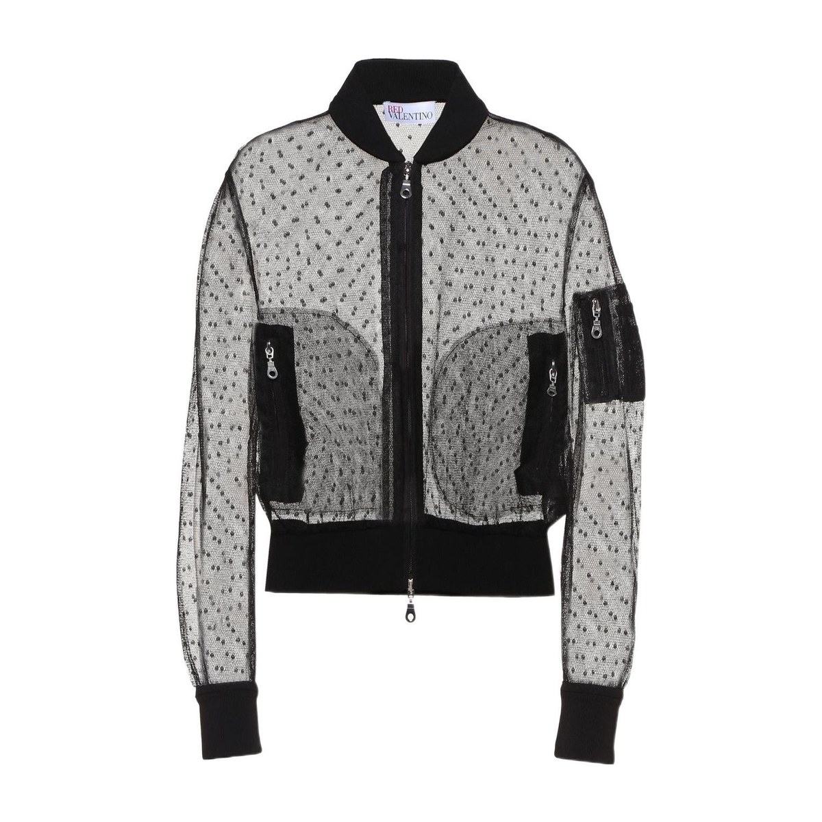 RED VALENTINO Transparent Zip-Up Jacket Black