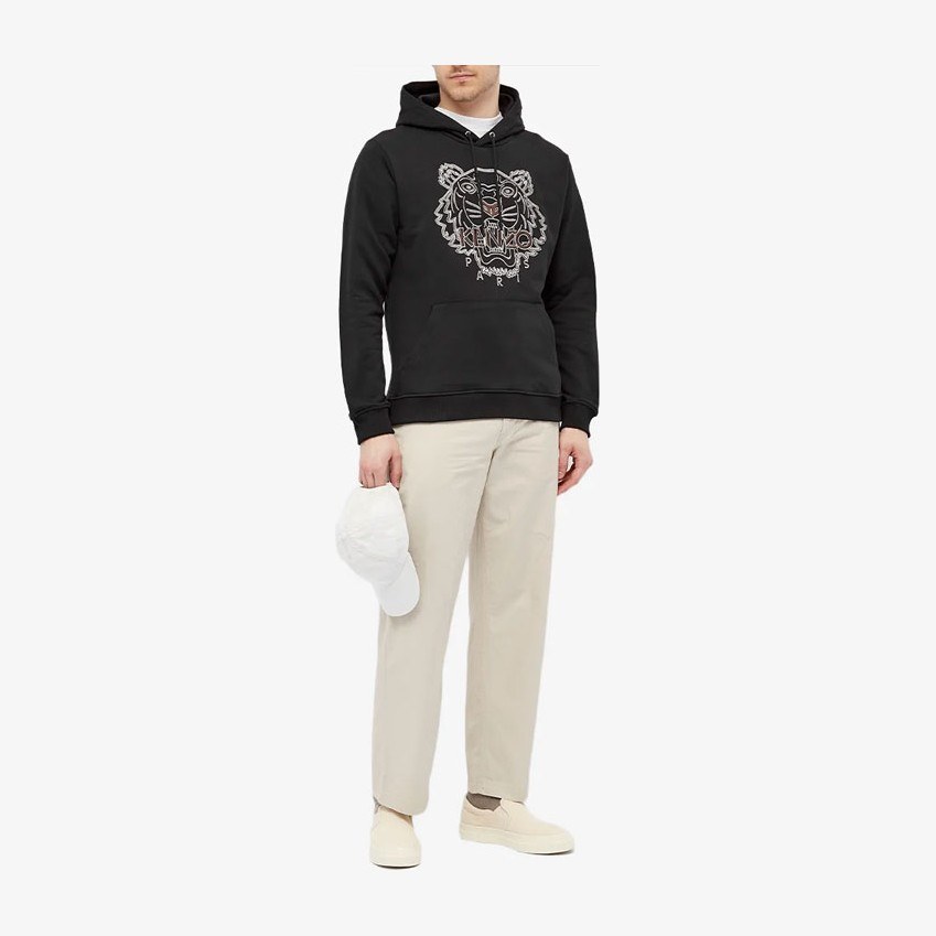 KENZO Logo Tiger Embroidery Hoodie Black