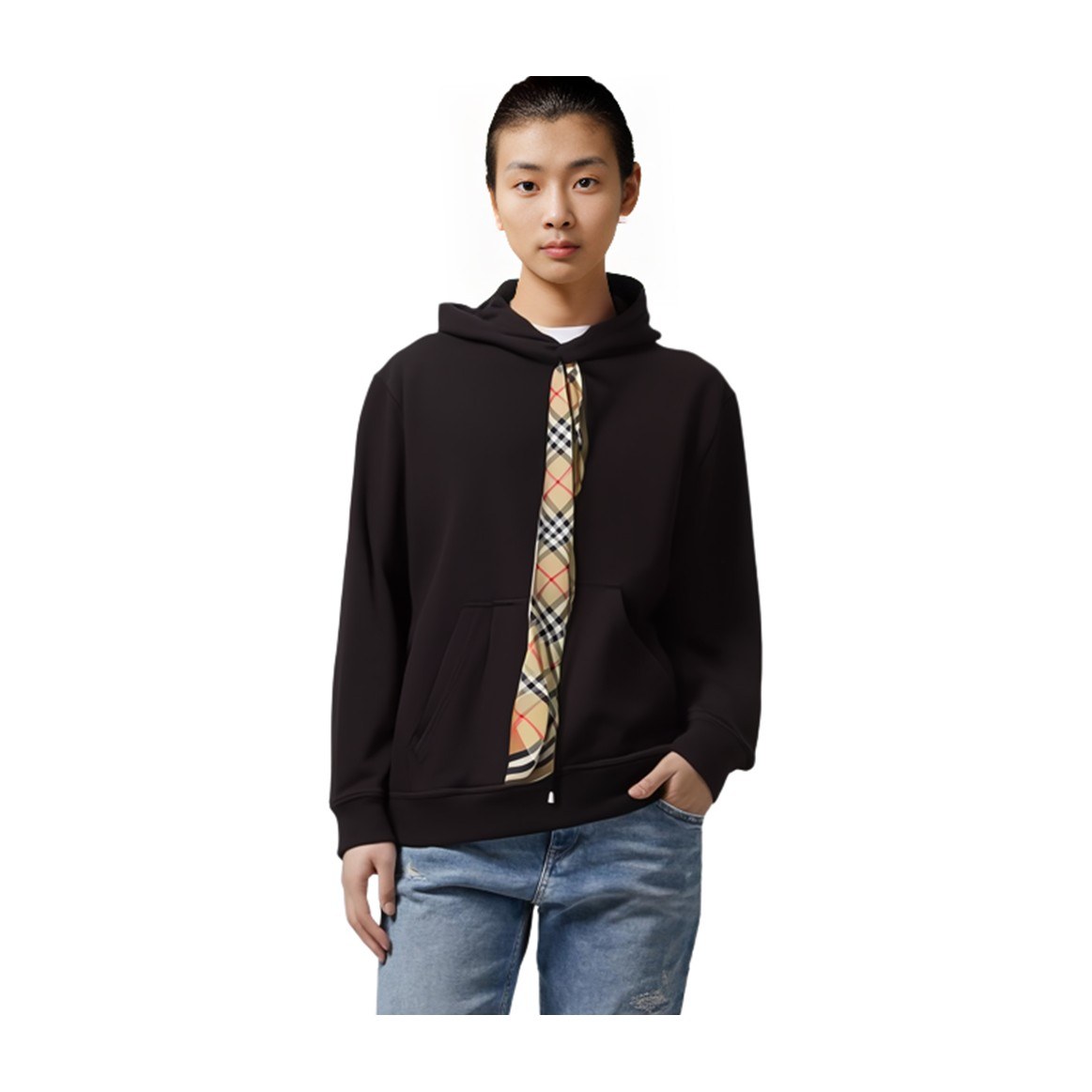 Burberry SS23 Check Print Hoodie Black