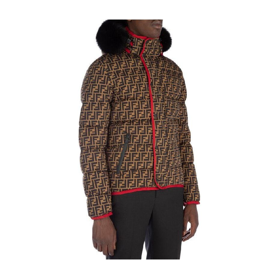 Fendi SS23 Printed Down Hoodie Jacket Brown