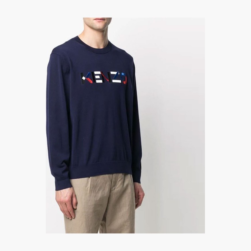 KENZO Logo Embroidered Pullover Blue