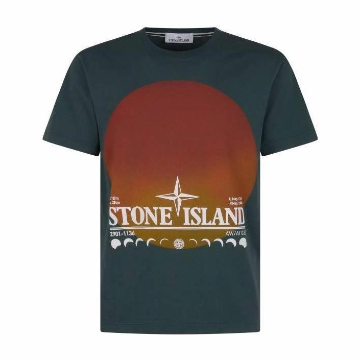 Stone Island FW22 Sunset Print T-Shirt Green