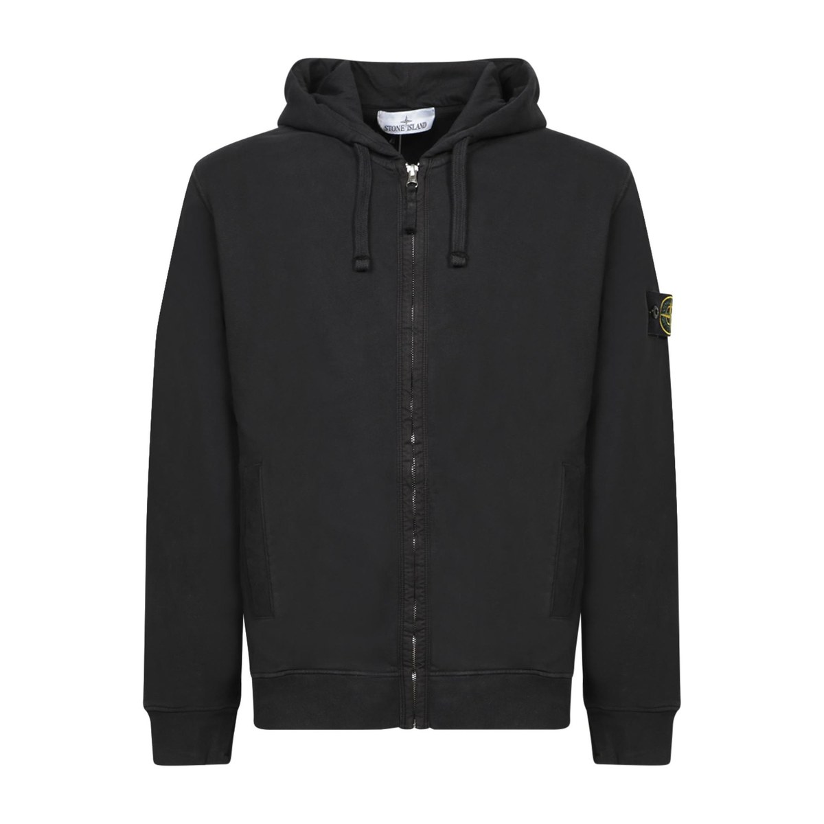 Stone Island Compass Patch Zip Hoodie Black