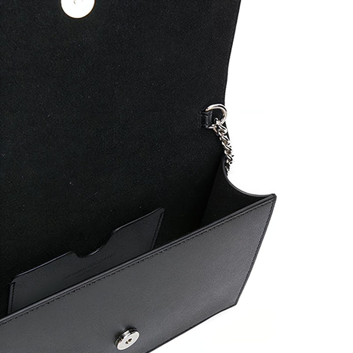 Alexander McQueen Silver Studded Skull Leather Shoulder Bag Black