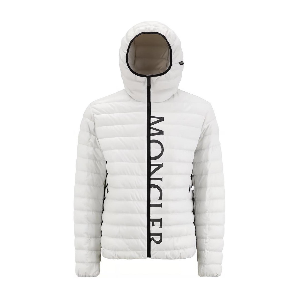Moncler SS23 Zip Half Letter Print Down Jacket White