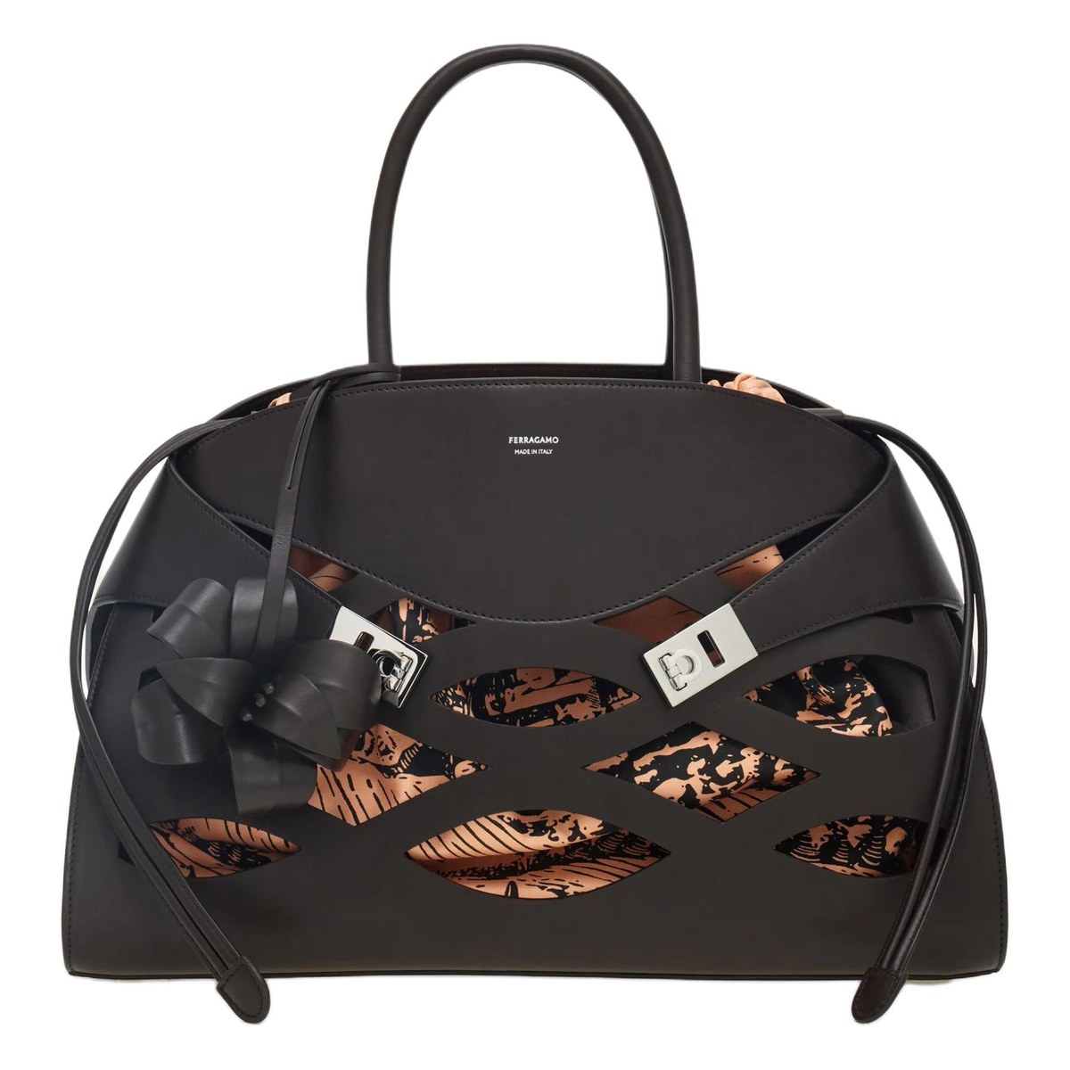 Ferragamo Back to Earth Large Handbag Morocco Brown