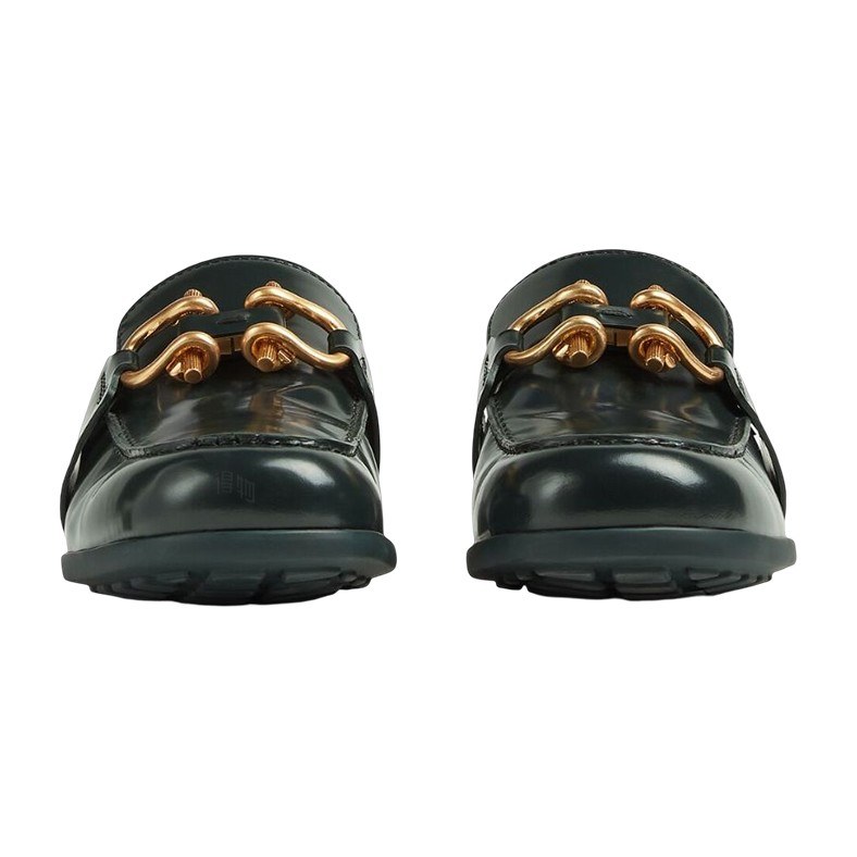 Bottega Veneta Glossy Leather Loafers Green