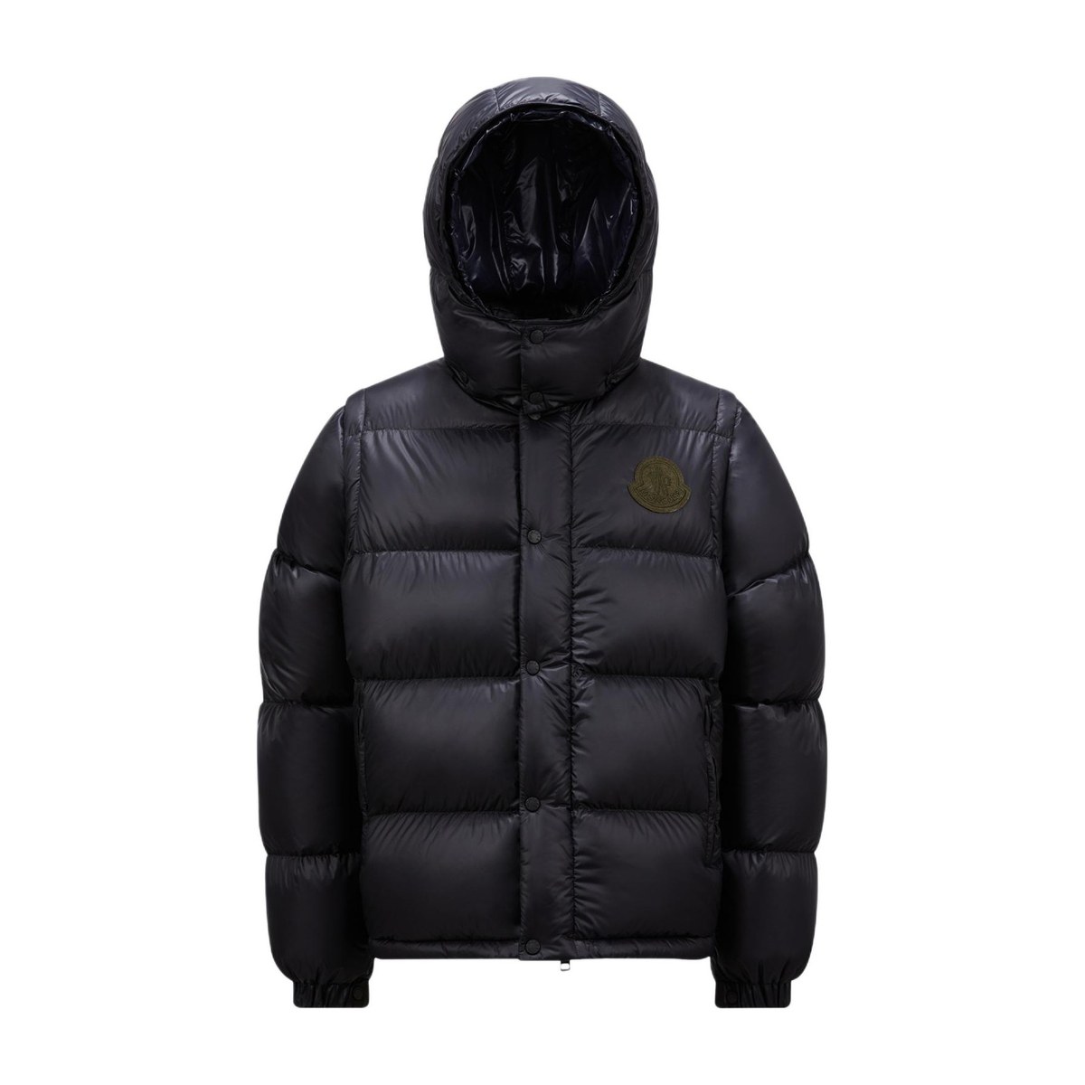 Moncler Logo Detachable Hood Down Jacket Navy