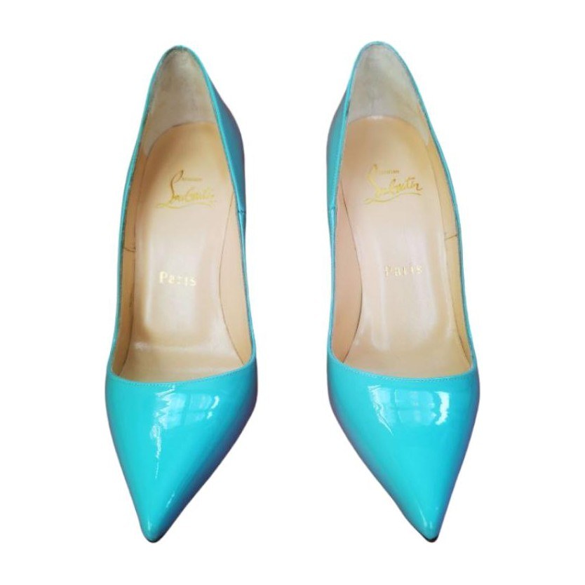 CL Platinum Kate Patent Pointed Toe 12cm Heels Green