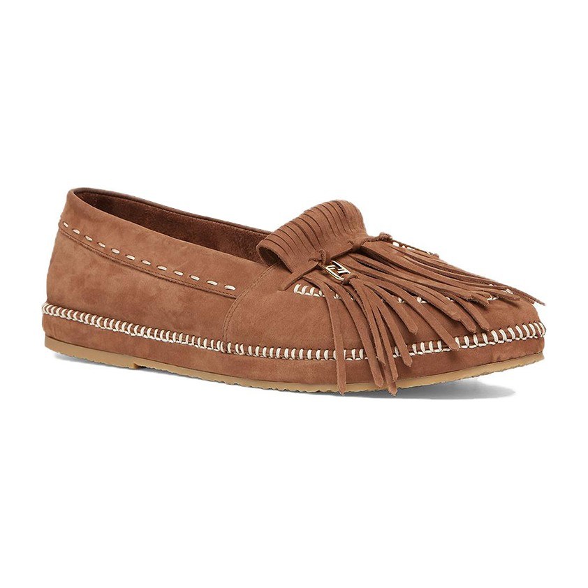 Fendi O'Lock Brown Loafers