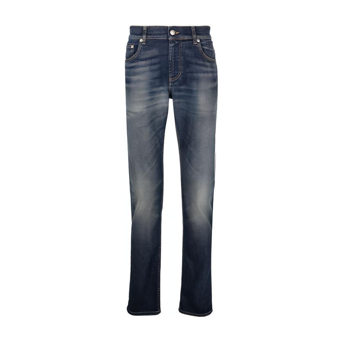 Alexander McQueen Graffiti High Waist Jeans Blue