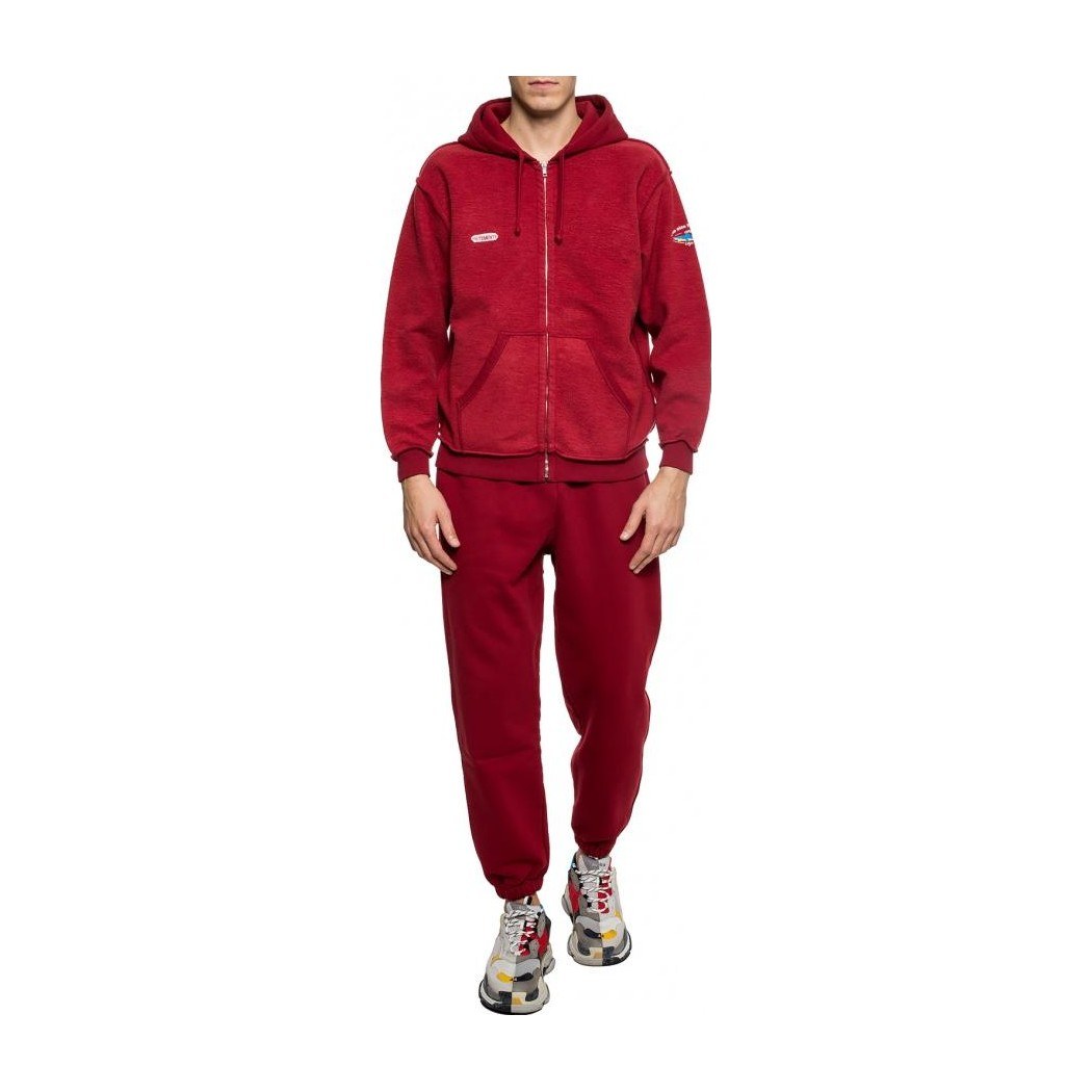 Vetements Logo Print Zip Hoodie Red