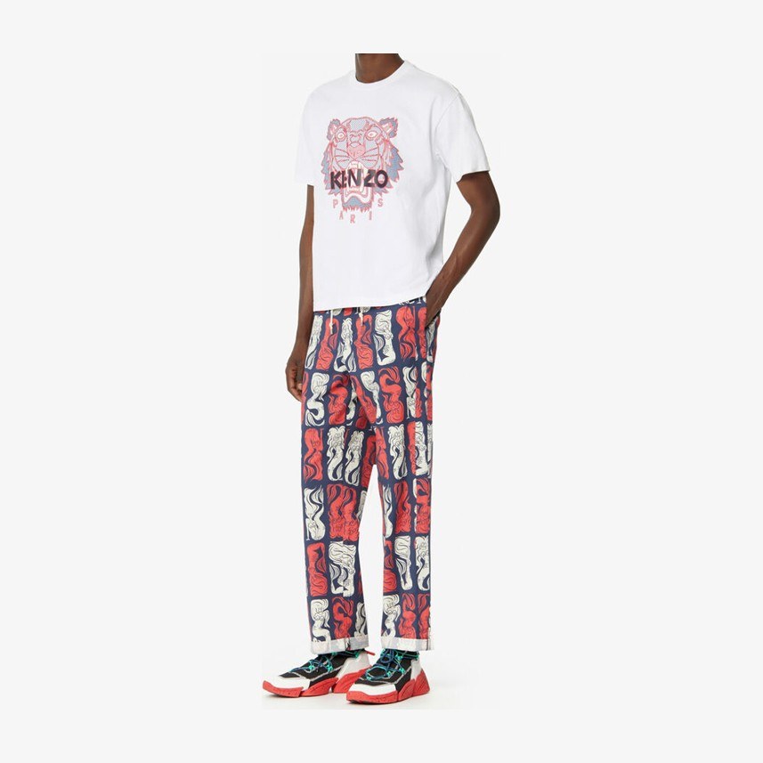 KENZO Tiger Head Print Cotton T-Shirt White
