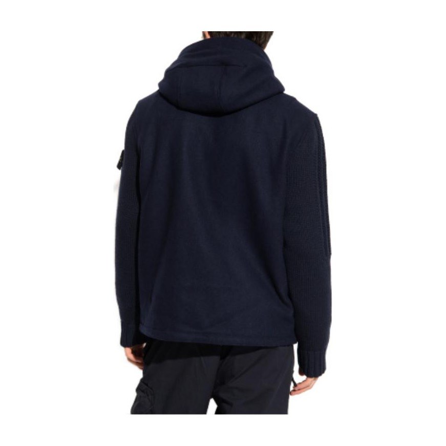 Stone Island Logo Zip Hoodie Jacket Blue