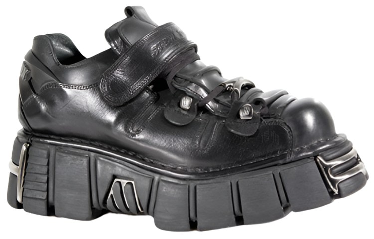 New Rock Vintage Metal Platform Shoes Black