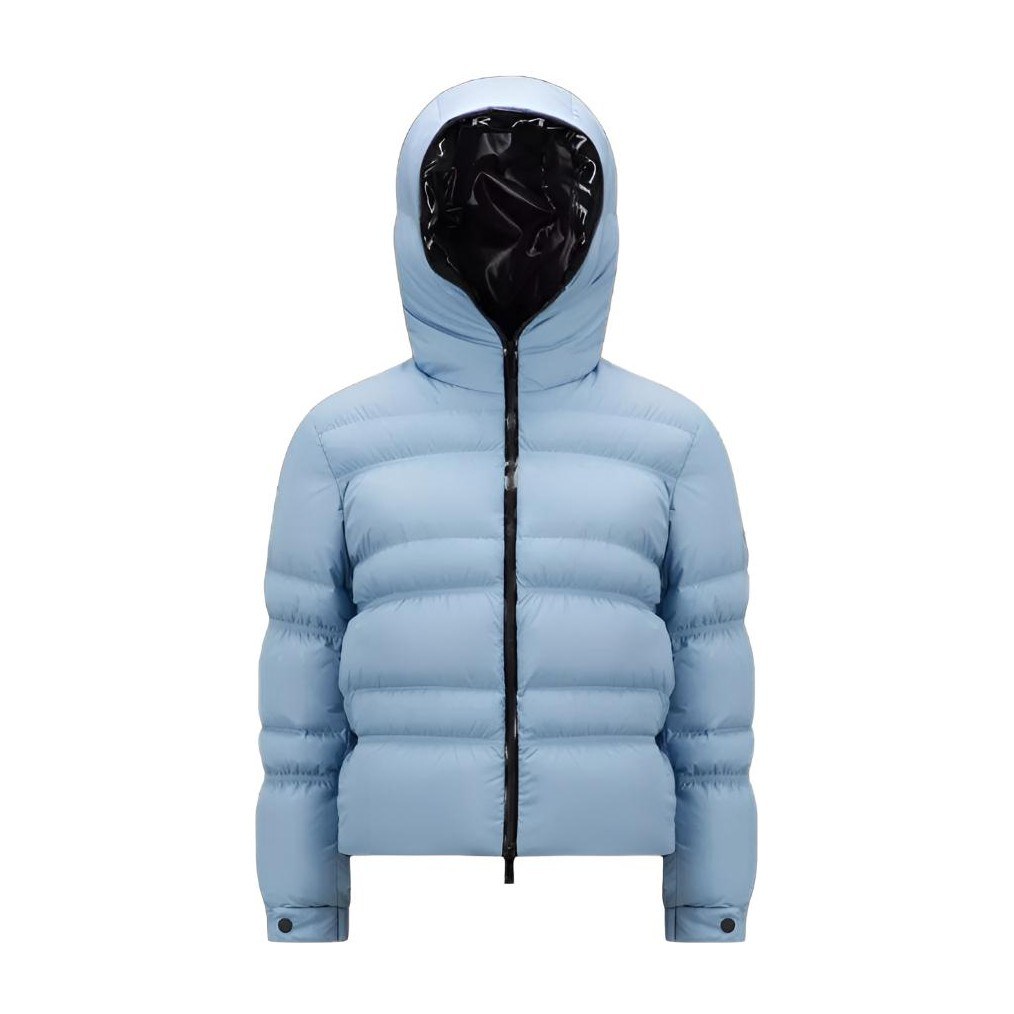 Moncler Hooded Zip Short Down Jacket Blue
