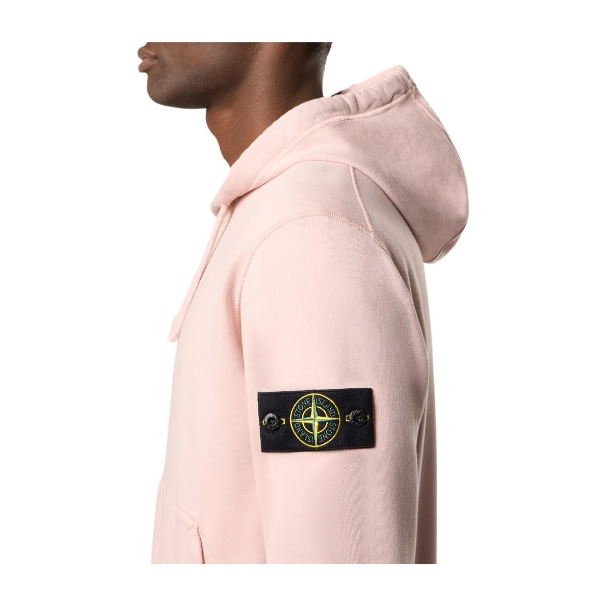 Stone Island Badge Zip Hoodie Pink