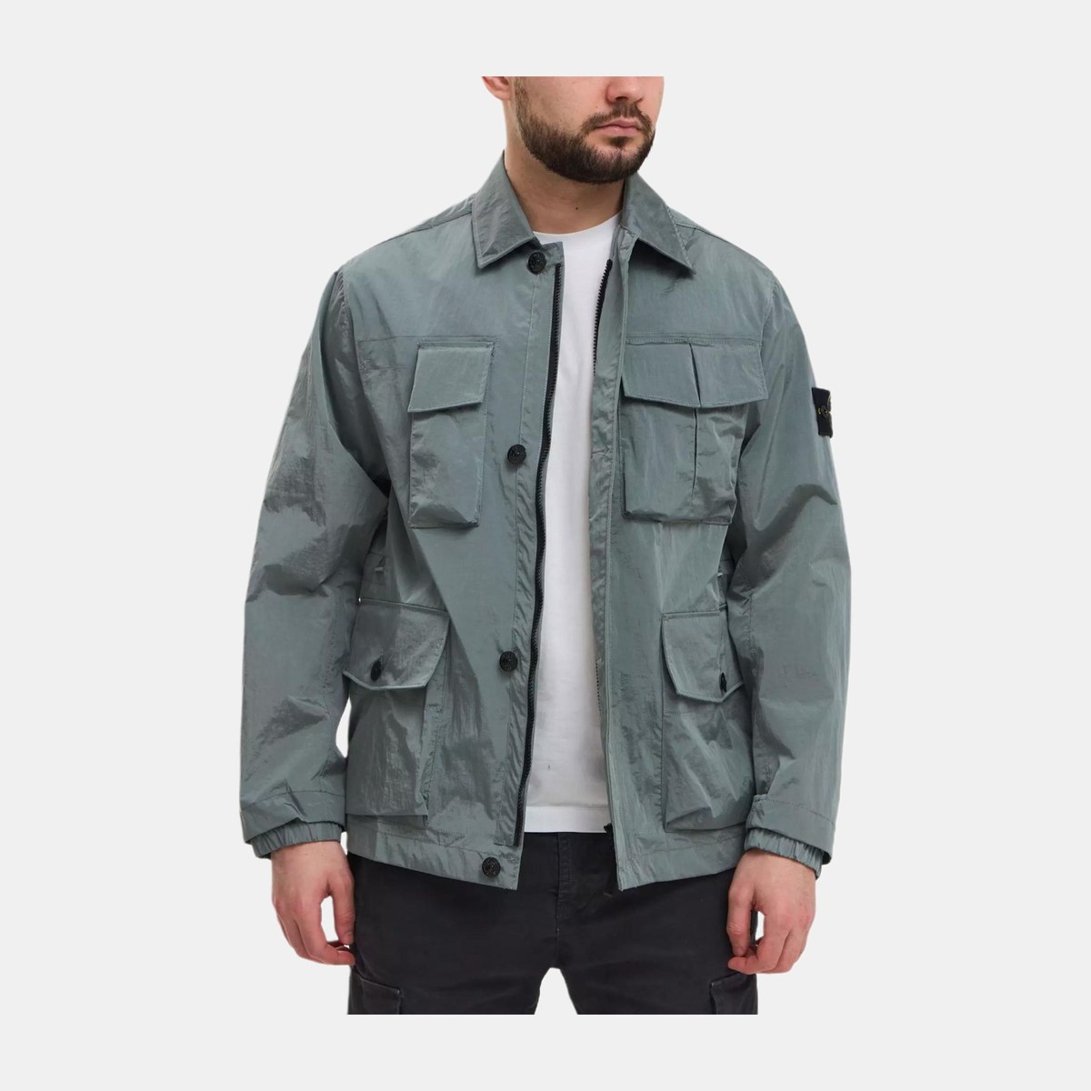 Stone Island SS23 Metallic Jacket Silver Blue
