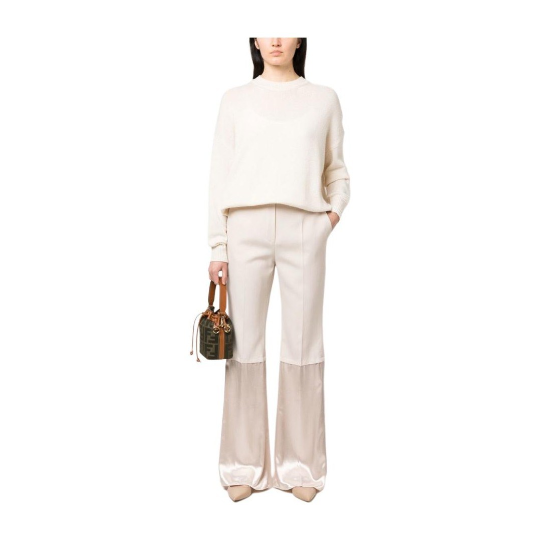 Fendi SS23 High Waist Flared Trousers Off White