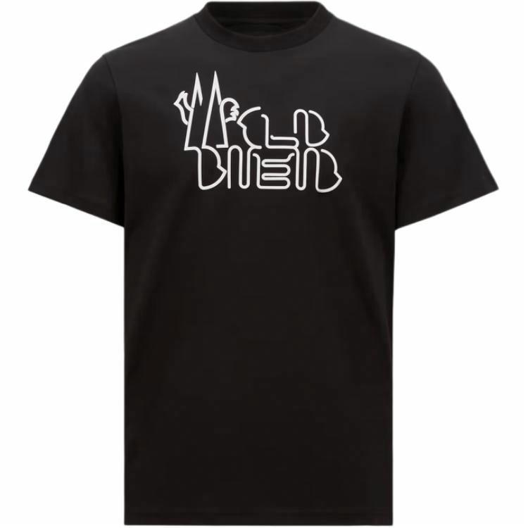 Moncler SS25 Curve Logo Cotton T-Shirt Black