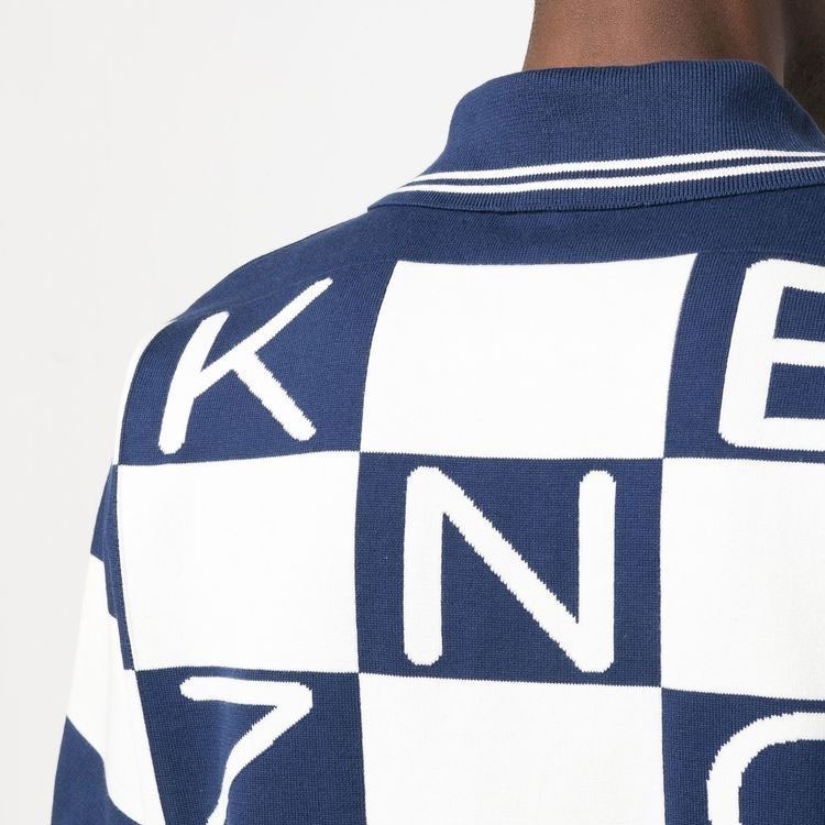 KENZO SS23 Logo Stripe Polo Blue