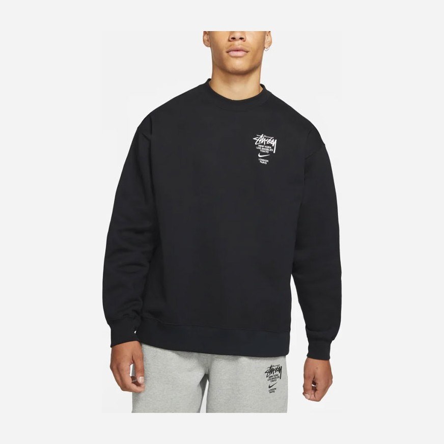 Stussy x Nike Embroidered Logo Crewneck Black