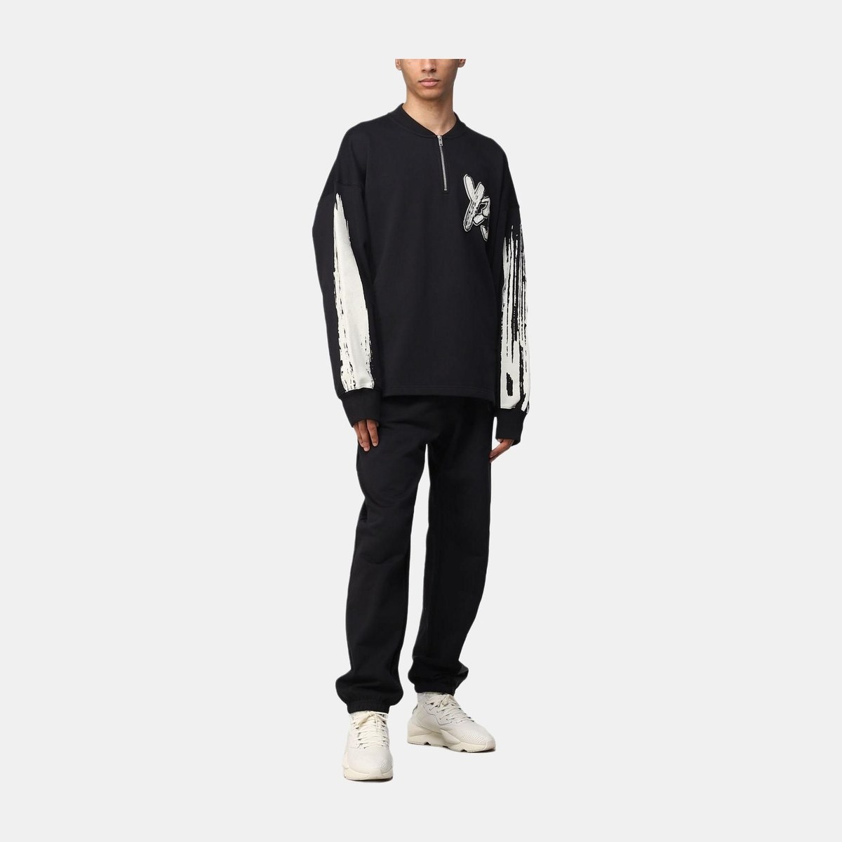 Y-3 Logo Half-Zip Sweatshirt Black