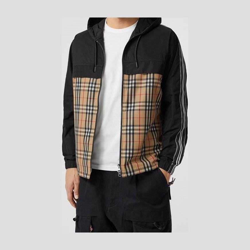 Burberry Checked Zip Hoodie Jacket Beige